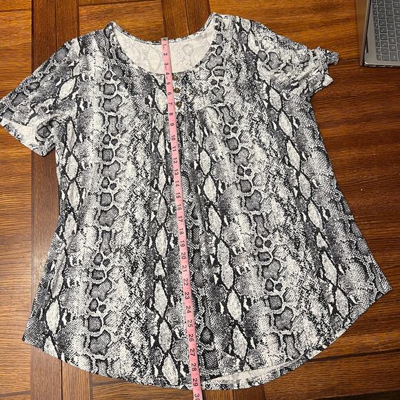 Popyoung Plus Size 3XL Snakeskin Blouse Tunic Rayon Spandex Top - Picture 6 of 11